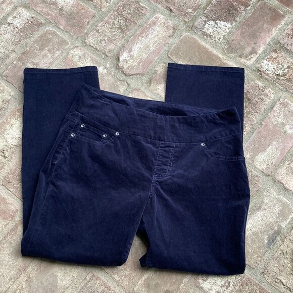 Navy Blue Pull On Corduroy Pants Size 16 Petite - Picture 1 of 12